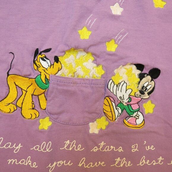 VINTAGE DISNEY MICKEY MOUSE PLUTO STARS HAPPY BIRTHDAY TEE T SHIRT Unisex L - Picture 4 of 6